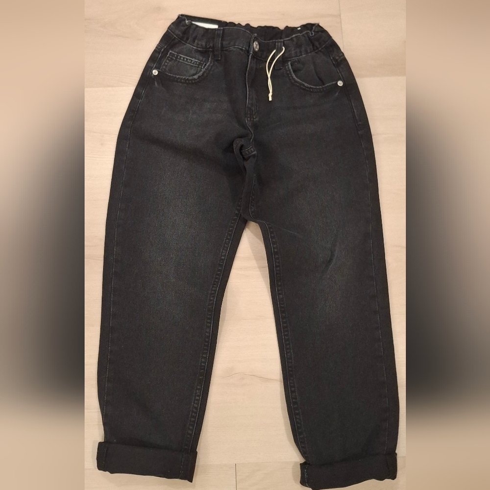 Kids Zara Black Denim Jogger with Subtle Contrast Trim